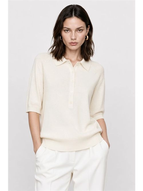 Maglia da donna in lana con colletto a polo e bottoni